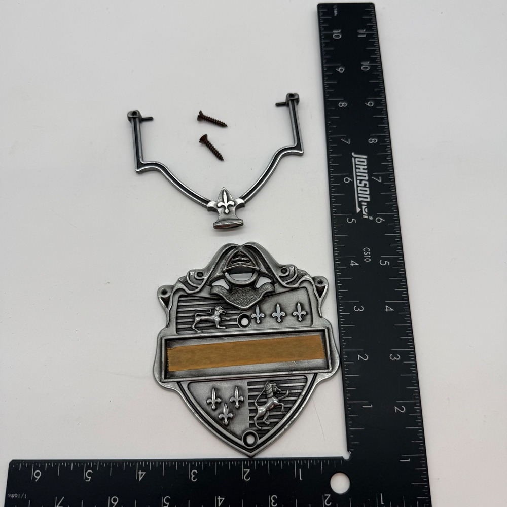 Complete Vintage 1970s Squire Heraldic Shield Door Knocker with Screws USA